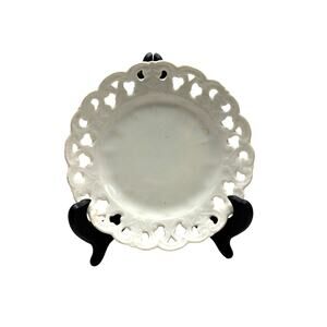 White Lace Edge Ceramic Antique Plate Wall Decor Farmhouse Kitchen